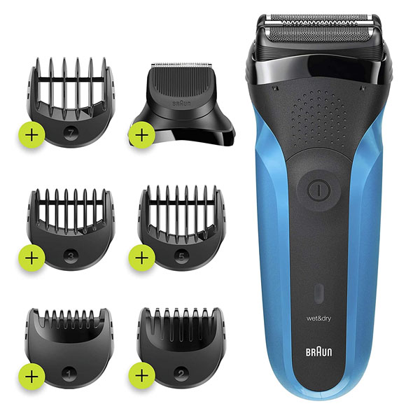 Braun Series 3 Shave And Style Rechargeable Wet And Dry Electric Shaver, Blue-Black - 310BT