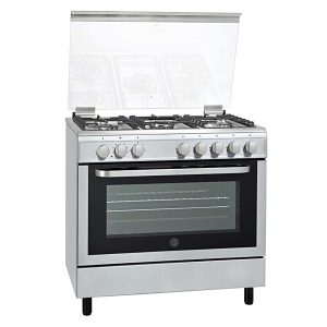 Hoover 5 Burner Gas Cooker, Oven And Grill With Rotisserie, Black and Silver - FGC9060-3D