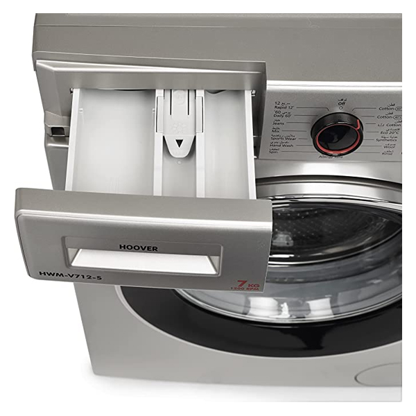 Hoover Washing Machine Front Load Fully Automatic, 7Kg 1200 Rpm, Silver - HWM-V712-S