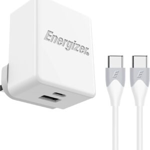 Energizer Dual Port USB Charger With USB Type C Cable White – AC11PFUKUCC3