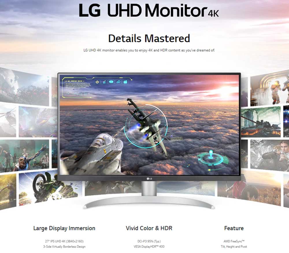 LG 27'' UHD 4K IPS Monitor VESA Display HDR - LG-27UP650-W