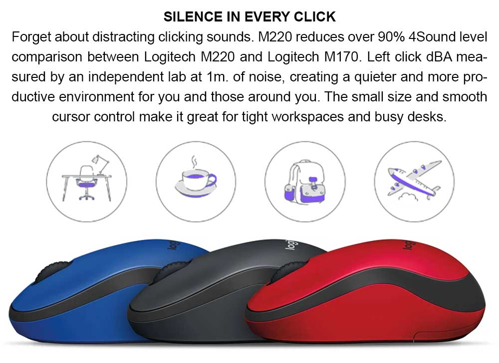 Logitech M220 Silent Wireless Mouse - 910-006128