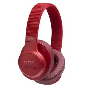 JBL Live 500BT Wireless Over-Ear Headphones with Voice Control, 30 Hours Battery Life, Fabric Headband & Soft Ear Cushions Headphones, Detachable Cable with Remote/Mic Red - JBLLIVE500BTRED