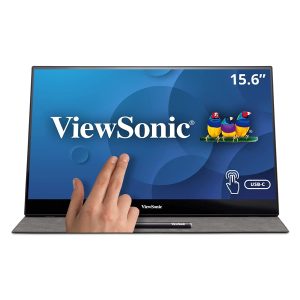 ViewSonic 16-inch Full HD Portable Touch Monitor with 2 Way Powered 60W USB C, Eye Care, Dual Speakers, Frameless Design with Protective Magnetic Cover – TD1655