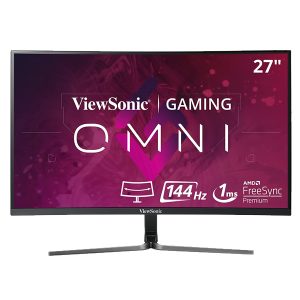 ViewSonic 27-Inch Full HD Curved Monitor with AMD FreeSync, 144 Hz, 1ms, 2x HDMI, VGA, Eye Care for Home Entertainment and Gaming, Black - VX2758-PC-MH