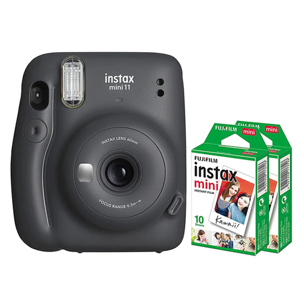 Fujifilm Instax Mini 11 Instant Camera + 2 Pack Films- Charcoal Grey – 101-1013-003335-2