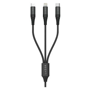 Lazor Titan 3in1 Fast Charging Cable with Durable Nylon Braided Wire - C58