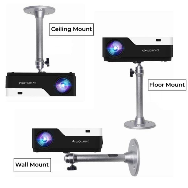 Wownect Mini Projector Ceiling Mount Bracket [19cm] Wall Mounting Bracket for Projectors & Security Camera Silver - UNV-WO-02-S