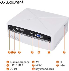 Wownect C80 Android Projector 2200, White - PROJ-WO-28-W