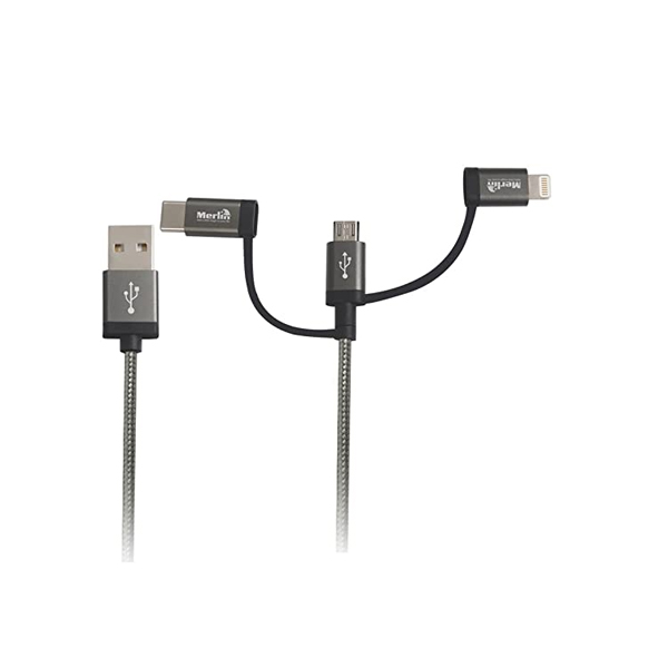 MERLIN 3 IN 1 CHARGE CABLE PREMIUM EDITION (MFI Certified) – 683405476214