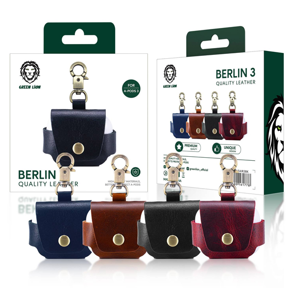 Green Berlin Leather Case for Airpods 3 Black/Blue/Brown/Red - GNBERLEAIR3BK