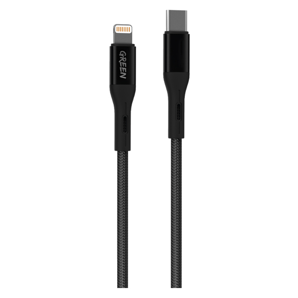 Green 2A Braided Type-C to Lightning Cable 1.2m Black - GNBCTCTLGBK