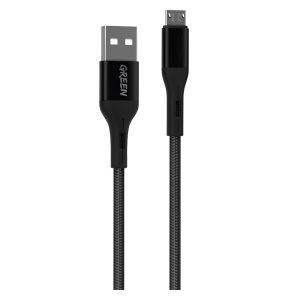 Green 2A Braided Micro USB Cable 3m Black - GNBCMCBK3M