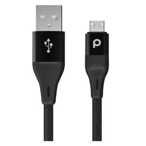 Porodo Aluminum Braided Micro USB Cable 1.2M 2.4A, Black - PD-AMBR12-BK