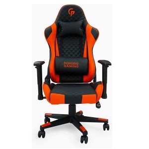 Porodo Professional Gaming Chair, Adjustable Backrest & Armrest with cushion, Ergonomic High Back PU Leather Racing Style Computer and Game Chair, Class 3 Gas Lift, Black/Orange - PDX514-BKO