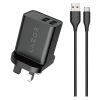 Lazor Vital Fast Charging Power Adapter 2.4A Dual USB Output Ports with Type C Cable - AD29-T