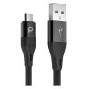 Porodo Aluminum Braided Micro USB Cable 2.2M 2.4A, Black - PD-AMBR22-BK