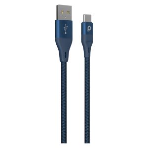 Porodo Aluminum Braided Type-C Cable 1.2M 3A, Blue - PD-ACBR12-BU