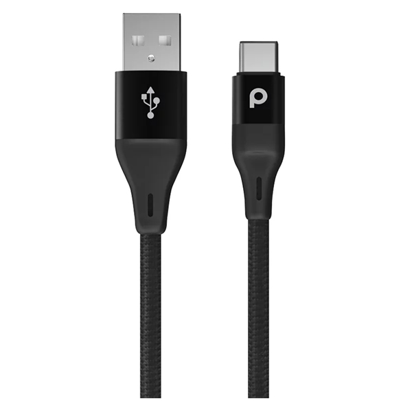 Porodo Aluminum Braided USB-C to USB-C Cable 2.2M 60W, Black - PD-CCBR22-BK