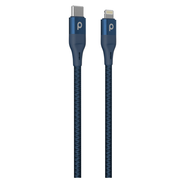 Porodo Aluminum PD Braided USB-C to Lightning Cable 1.2M 9V Black - PD-CLBRPD12-BU