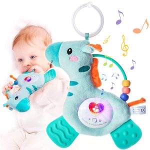 Kidzabi Musical Baby Teething Toys with Soft Light & Rattle, Teething Toys for Babies 6-12 Months 18 Months, BPA Free Washable Plush Infant Toys with Hook for Crib, Sensory Baby Toys,Perfect Baby Gifts-Giraffe - SLE20003