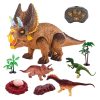 Kidzabi Electric RC Triceratops Dinosaur Toy with LED and Sound for Kids - HZ21001Brown