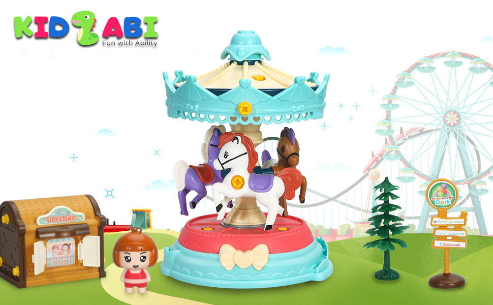 Kidzabi Family Center Playground Carousel Playset for Kids - JH20002