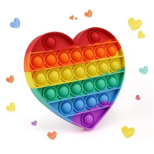 Kidzabi Fidget Toys Pop Heart Bubbles Push Fidget Sensory Toy Popper Anti-Anxiety Stress Relief, Rainbow - LCGJ22001