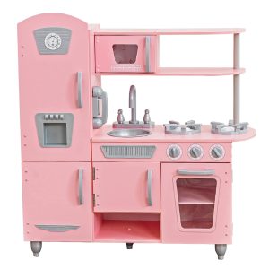 Wooden Pretend Play Toy Kitchen for Kids with role play phone included - W10C571