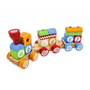 Kidzabi Children educational wooden block train toys with ABC - W04A393
