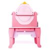 Kidzabi Wooden Vanity Play Set Toy with Chair and Accessories For Girls, Pink - W08H120