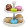 Wooden Cake Stand with Wooden Play Food Cakes - Quality Toy Food for Toddlers & Children , Perfect Kids Wooden Kitchen Accessories - W10B250