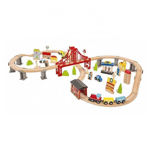 Kidzabi Wooden Track Train 70 PCS Pack Building Toy for Kids - W04C073