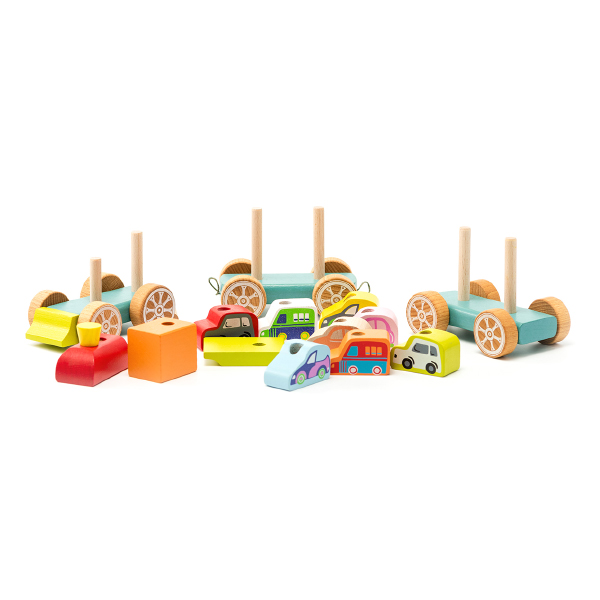 Cubika Train with Small Cars Wooden Toy - 13999