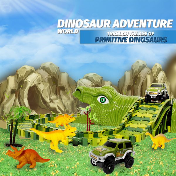 Kidzabi Dinosaur Track Cars Playset Toy for Kids 140 Pcs - XC20002