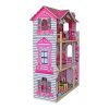 Kidzabi 3-Floor Wooden Doll House Play Set Toy with Accessories For Girls - W06A101