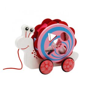 Kidzabi Mini colorful wooden snail pull toy for kids - W05B203
