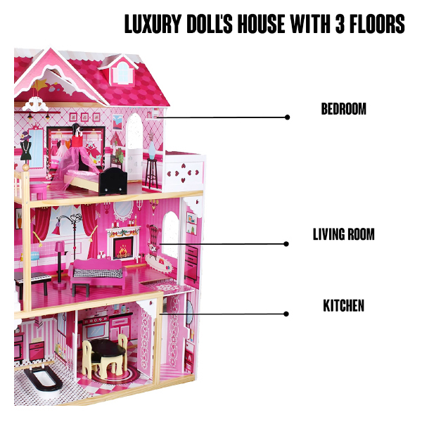  Wooden Doll House | Doll House Play Set Toy 