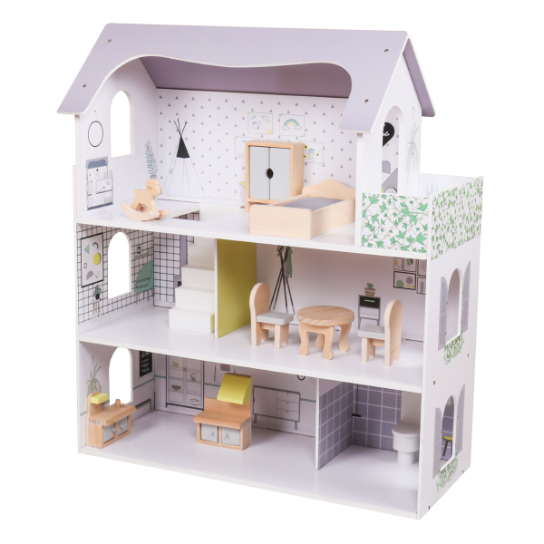 3-Floor Wooden Doll House | Doll House Play Set Toy