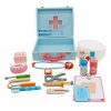 Doctors Kit Children Tool Medical Set Wooden Toys 3 years Role pretend play kids Blue Doctor toy. Young Dentist & Nurses medicine carry case for Kids Surgical tools games for toddlers boys girls - W10D012