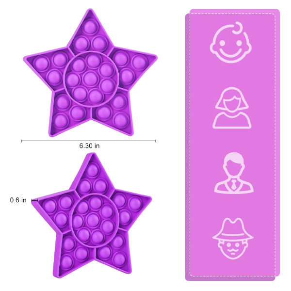Kidzabi Push Pop Bubble Fidget Toy Star for Kids - LCGJ22026