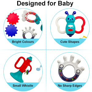 Kidzabi Baby Teethers Rattles Sets 10 PCS with Music for Babies - HS20001