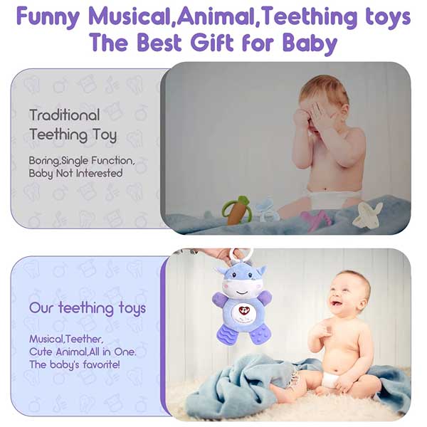 Kidzabi Musical Baby Teething Toy with Soft Light Cow Shaped For Babies - SLE20002