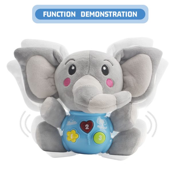 Kidzabi Baby Musical Toy Plush Figure - Baby Rattle Gifts Doll Toy Infant Toy Newborn Musical Toys for Toddler Newborn Elephant - SLE20005