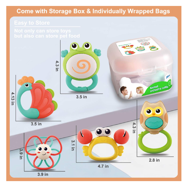 Kidzabi Baby Teethers Rattles Sets with Music for Babies - HL318B