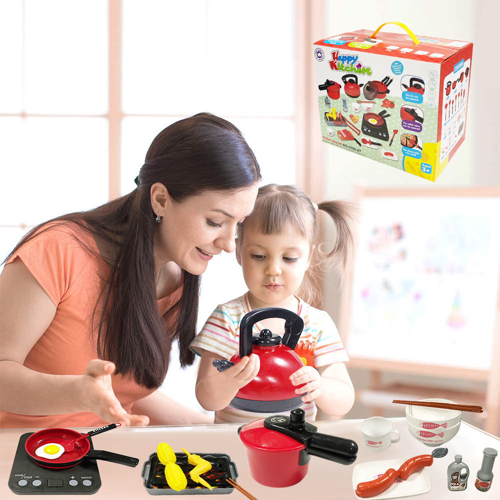 Kidzabi 36 PCS Kitchen Cooking Play Set Asseccories Toy for Kids - HJ20004