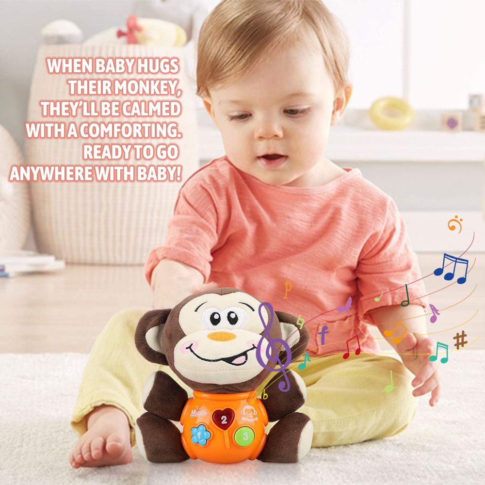 Kidzabi Baby Plush Toy Monkey with Music for Kids - SLE20006