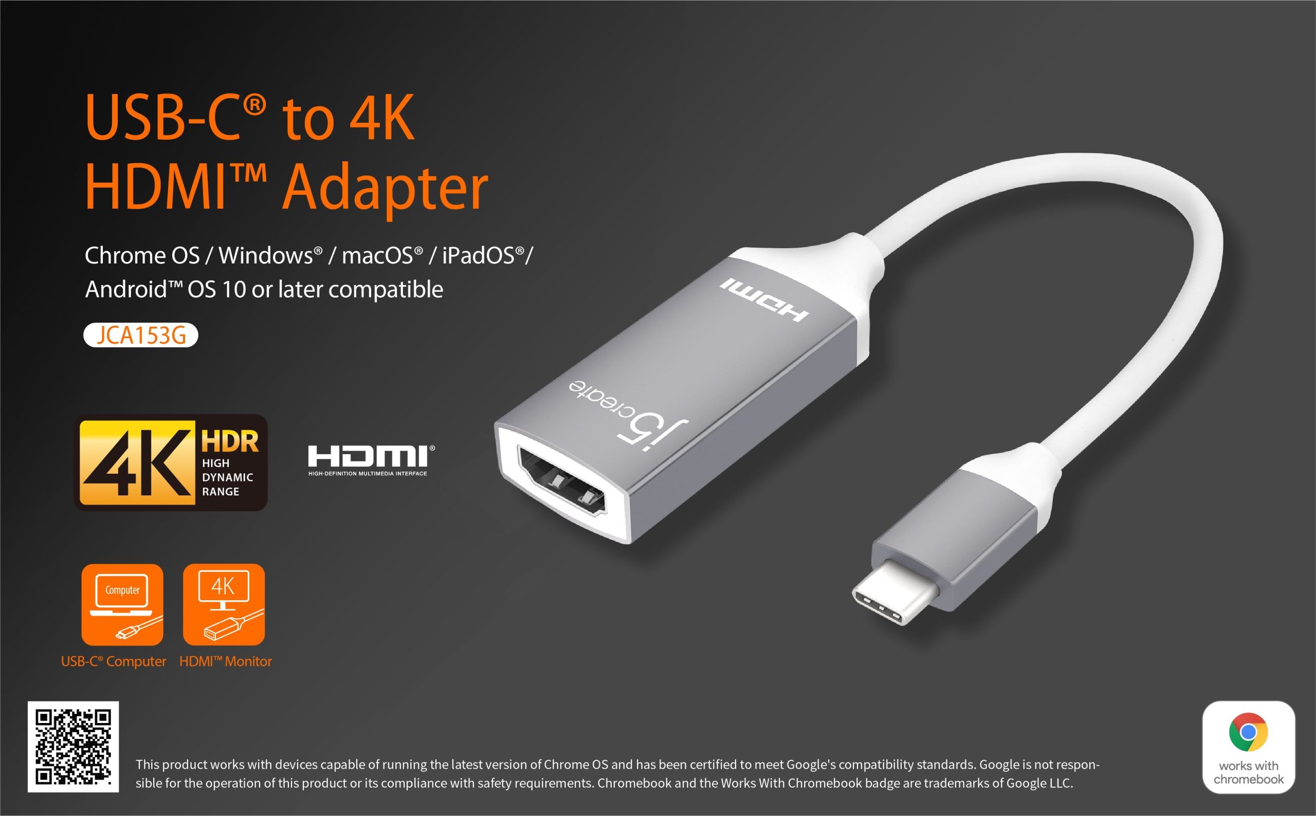J5 Create USB-C to 4K HDMI Adapter - JCA153G
