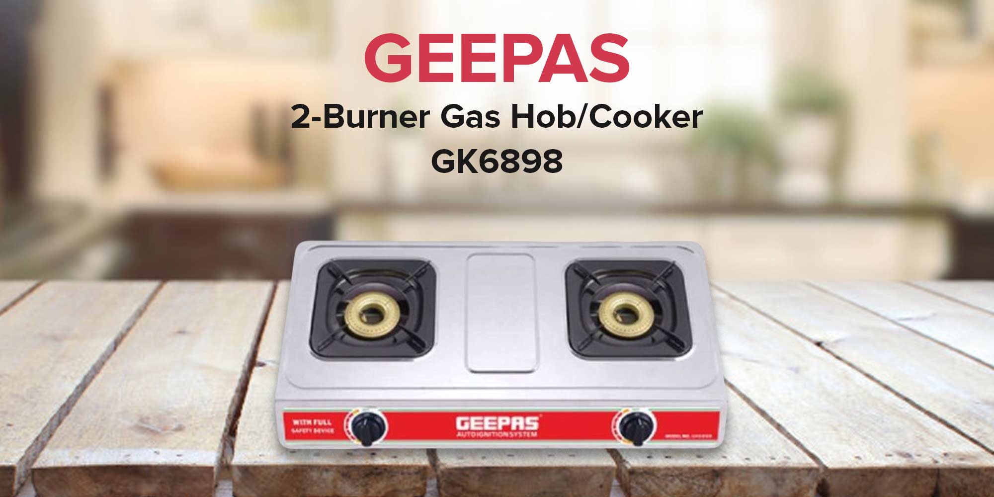 Geepas GK6898 | 2 Burner Gas Stove 