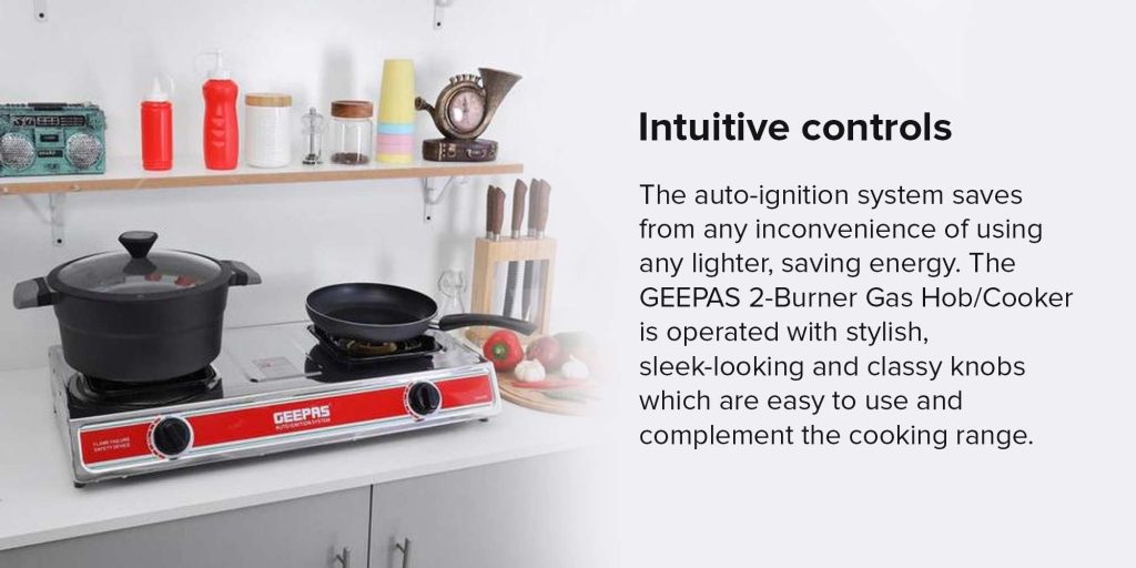 Geepas GK6898 2 Burner Gas Stove PLUGnPOINT